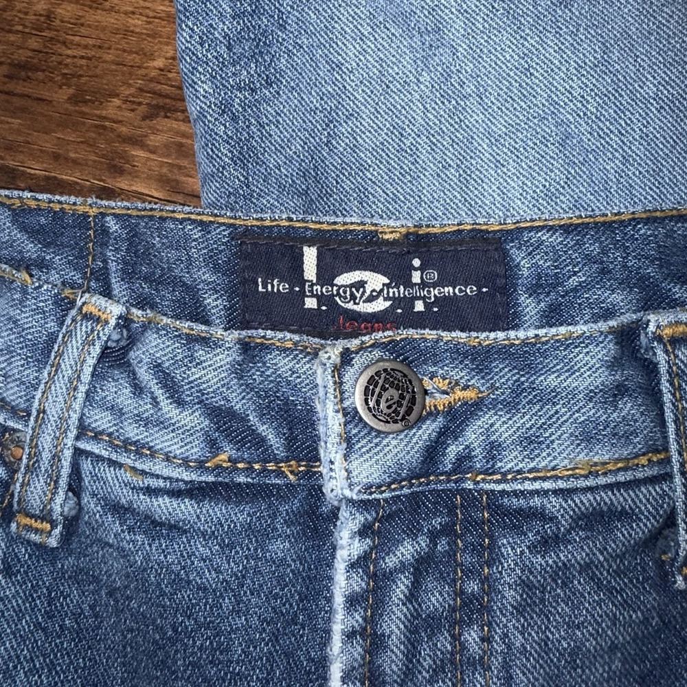 Vintage Y2K L.E.I. Juniors Size 11 Cheetah Dragonfly Patch Hem Jeans - Picture 2 of 9